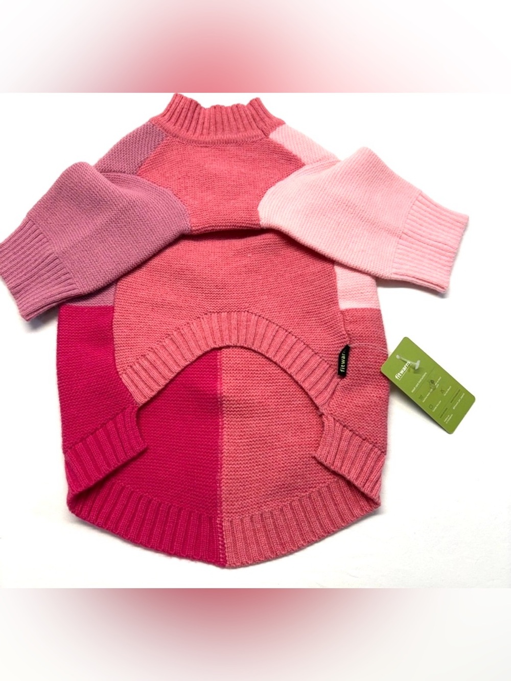 Patchwork Pink Colorblock Knit Dog/Cat Sweater